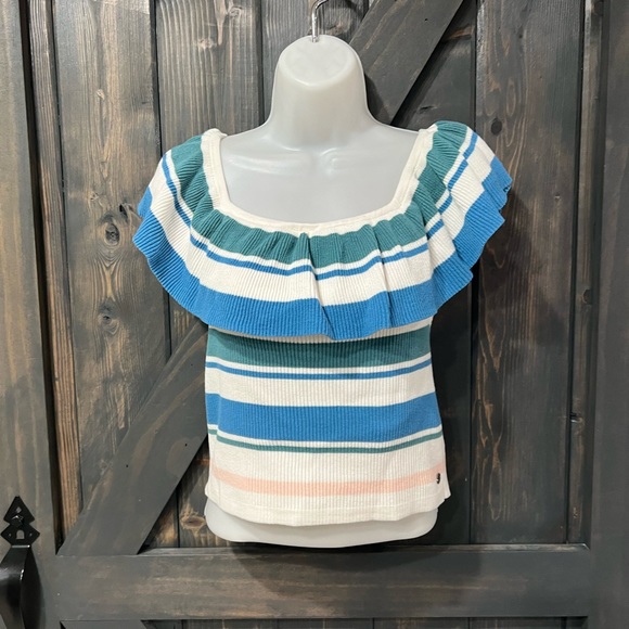 Roxy Women's Extra Tropical Love Off Shoulder Cropped Top Medium - Picture 4 of 9